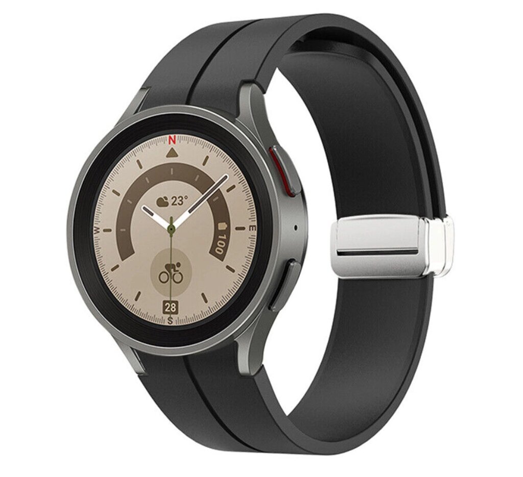 Ремінець Primolux Magnetic Silicone для годинника Samsung Galaxy Watch 4 / Watch 5 / Watch 5 Pro - Black&Silver M/L від компанії Інтернет-магазин "FotoUSB" - фото 1