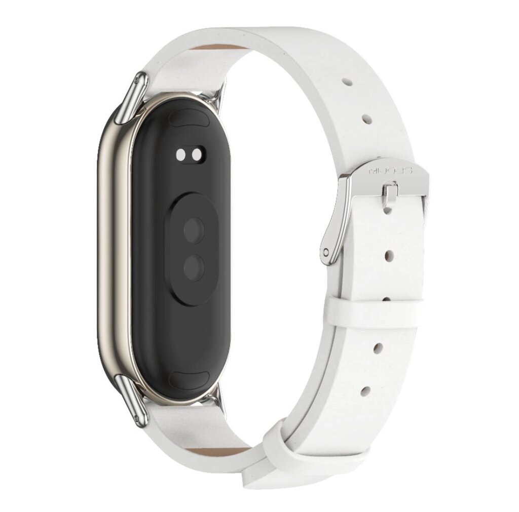 Шкіряний ремінець Mijobs для фітнес браслета Xiaomi Smart Band 9 - White&Silver від компанії Інтернет-магазин "FotoUSB" - фото 1