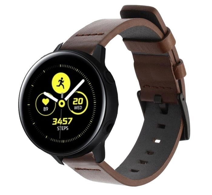 Шкіряний ремінець Primo Classic для годин Samsung Watch Active (SM-R500) / Active 2 (SM-R820 / R830) Coffee від компанії Інтернет-магазин "FotoUSB" - фото 1