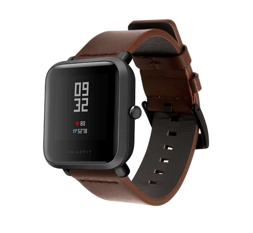 Шкіряний ремінець Primo Classic для годинника Xiaomi Amazfit Bip / Amazfit Bip GTS / Amazfit Bip Lite Coffee від компанії Інтернет-магазин "FotoUSB" - фото 1