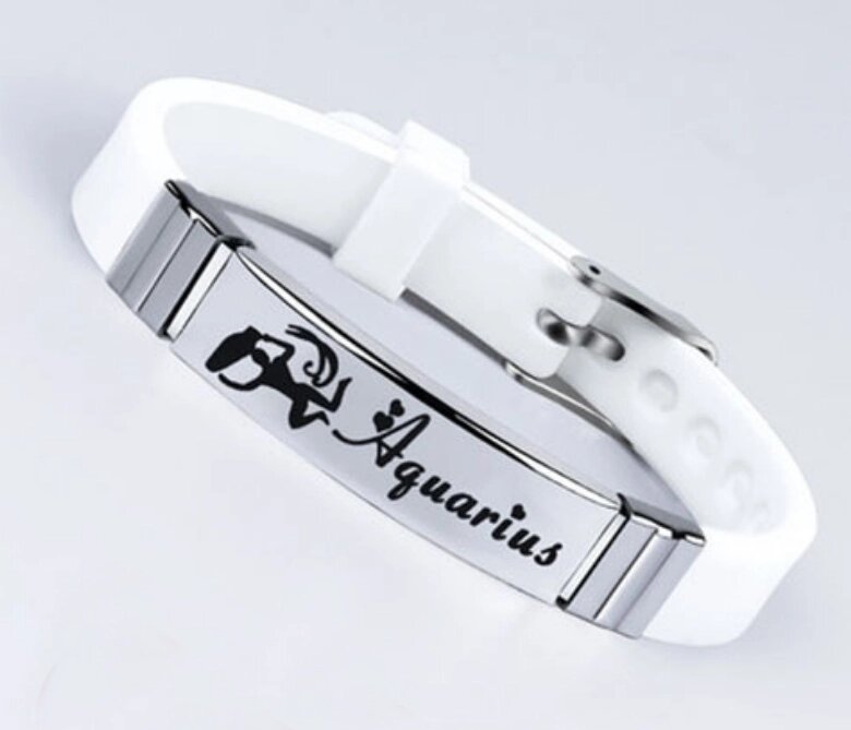 Силіконовий браслет Primo Zodiac - Aquarius (Водолій) - White від компанії Інтернет-магазин "FotoUSB" - фото 1