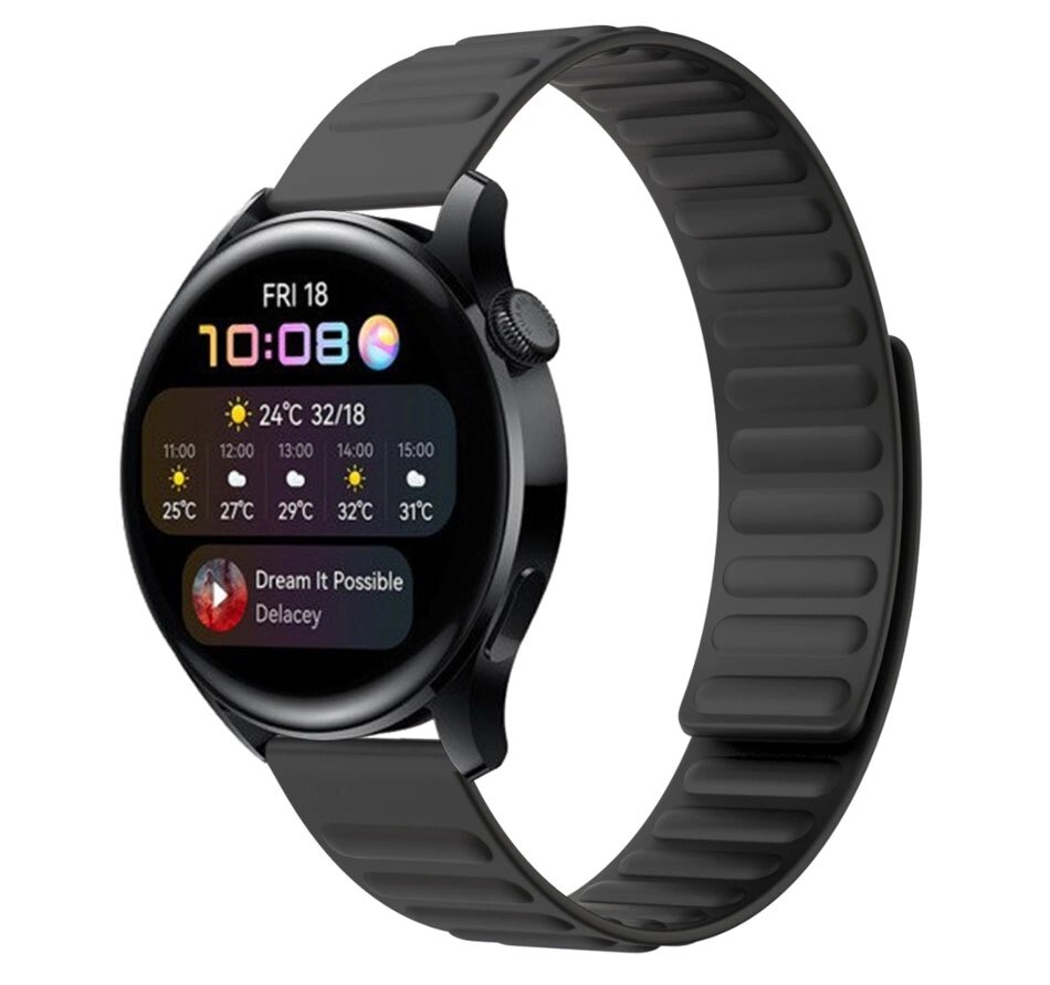 Силіконовий магнітний ремінець Primolux Magnet для годинника Huawei Watch 3 / Watch 3 Pro - Black від компанії Інтернет-магазин "FotoUSB" - фото 1