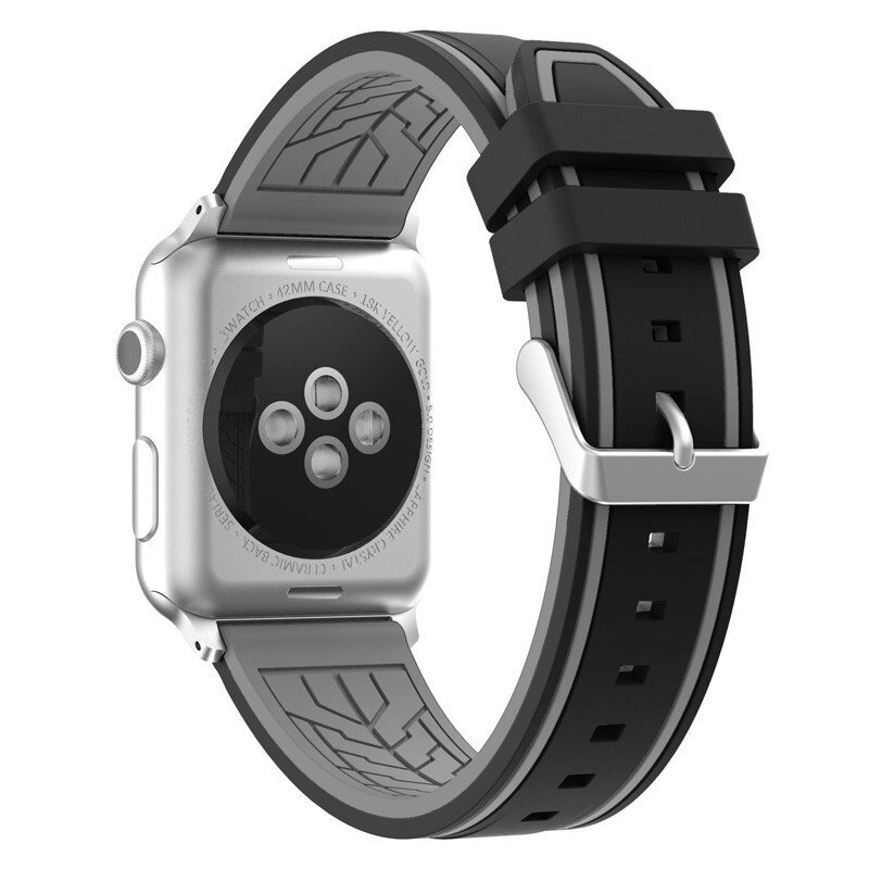 Силіконовий ремінець Primo Color Strip для Apple Watch 38mm / 40mm / 41mm - Black&Grey від компанії Інтернет-магазин "FotoUSB" - фото 1
