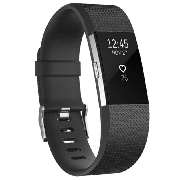 Силіконовий ремінець Primo для фітнес браслета Fitbit Charge 2 Black від компанії Інтернет-магазин "FotoUSB" - фото 1