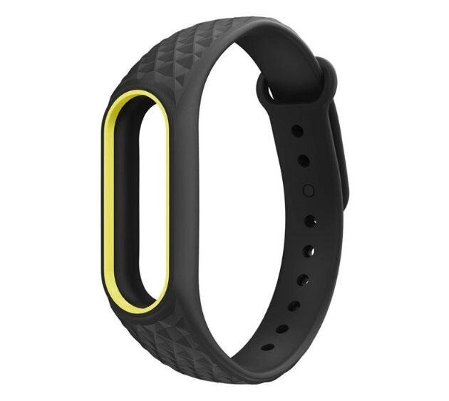 Силіконовий ремінець Primo для фітнес браслета Xiaomi Mi Band 2 Edge Black Yellow від компанії Інтернет-магазин "FotoUSB" - фото 1