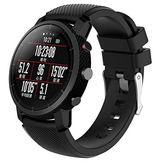 Силіконовий ремінець Primo для годинника Xiaomi Huami Amazfit SportWatch 2 / Amazfit Stratos Black від компанії Інтернет-магазин "FotoUSB" - фото 1