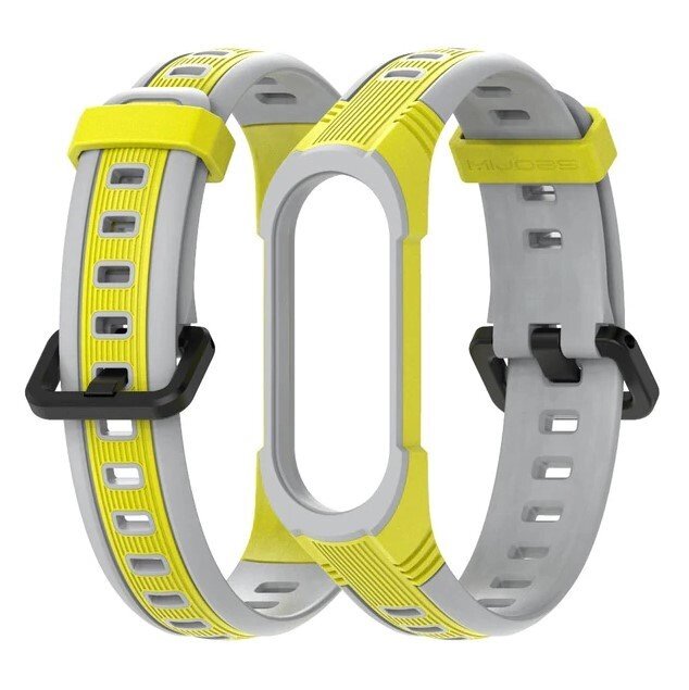 Силіконовий ремінець Primo Mijobs Perfor Classic для фітнес браслета Xiaomi Mi Smart Band 5 - Yellow-Grey від компанії Інтернет-магазин "FotoUSB" - фото 1