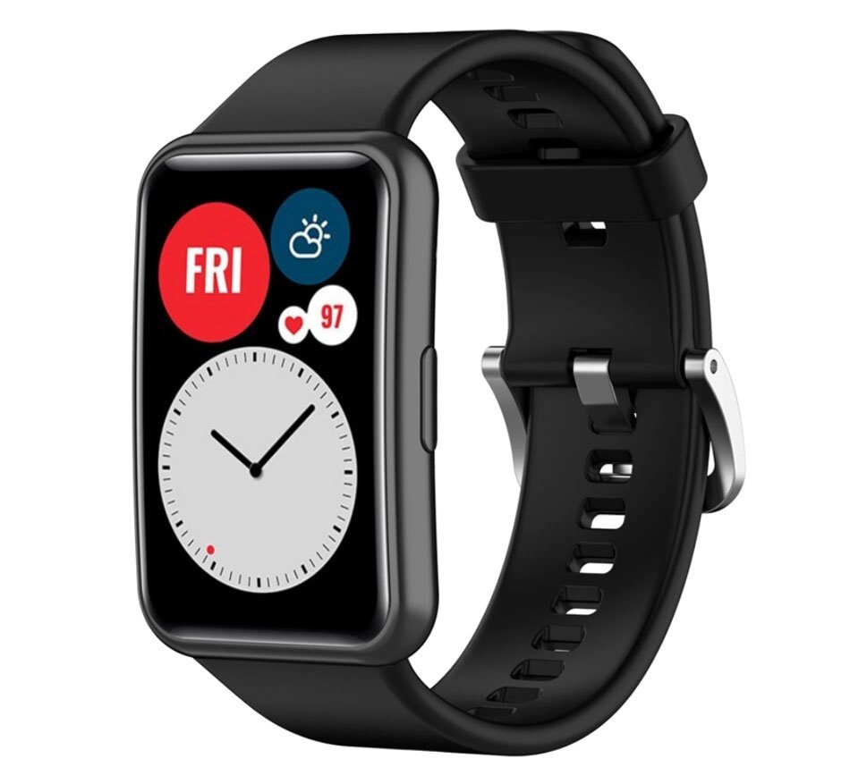 Силіконовий ремінець Primolux для смарт-годин Huawei Watch Fit (TIA-B09) - Black від компанії Інтернет-магазин "FotoUSB" - фото 1