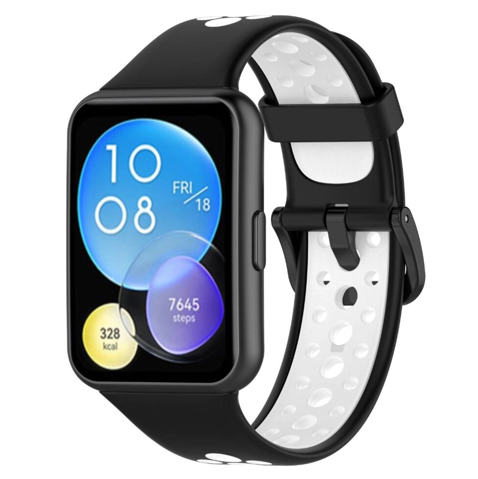 Силіконовий ремінець Primolux Perfor Classic для смарт-годинника Huawei Watch Fit 2- Black&White від компанії Інтернет-магазин "FotoUSB" - фото 1