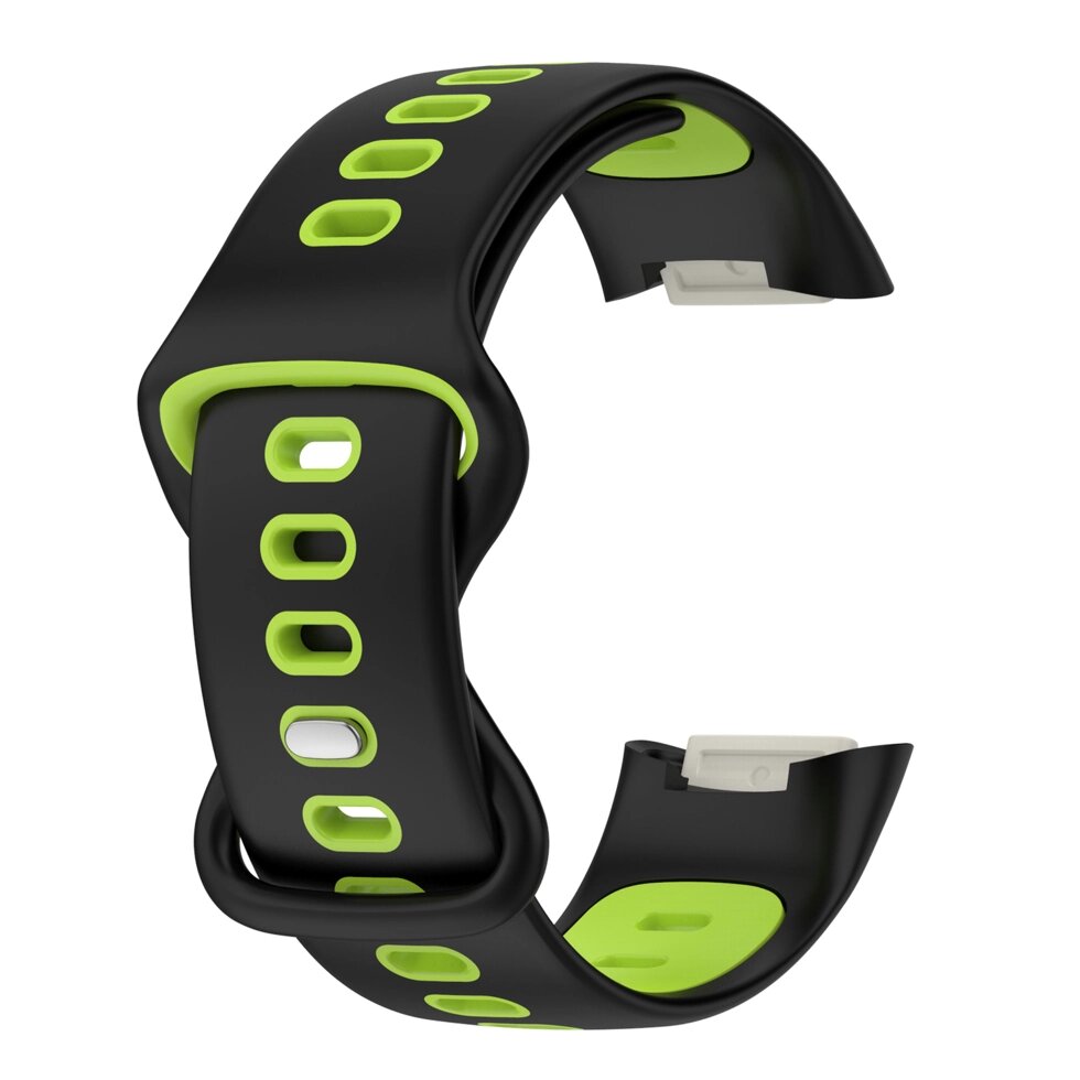 Силіконовий ремінець Primolux Sport для фітнес браслета Fitbit Charge 5 / Charge 6 - Black&Lime / розмір М від компанії Інтернет-магазин "FotoUSB" - фото 1