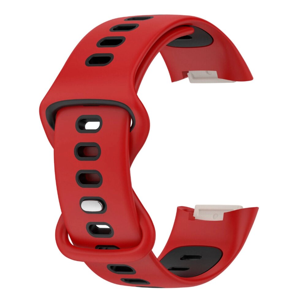 Силіконовий ремінець Primolux Sport для фітнес браслета Fitbit Charge 5 / Charge 6 - Red&Black / розмір М від компанії Інтернет-магазин "FotoUSB" - фото 1