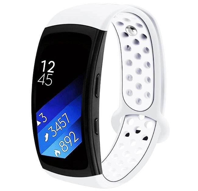 Силіконовий ремінець з перфорацією Primo для фітнес браслета Samsung Gear Fit 2 / Fit 2 Pro (SMR360 / R365) White від компанії Інтернет-магазин "FotoUSB" - фото 1