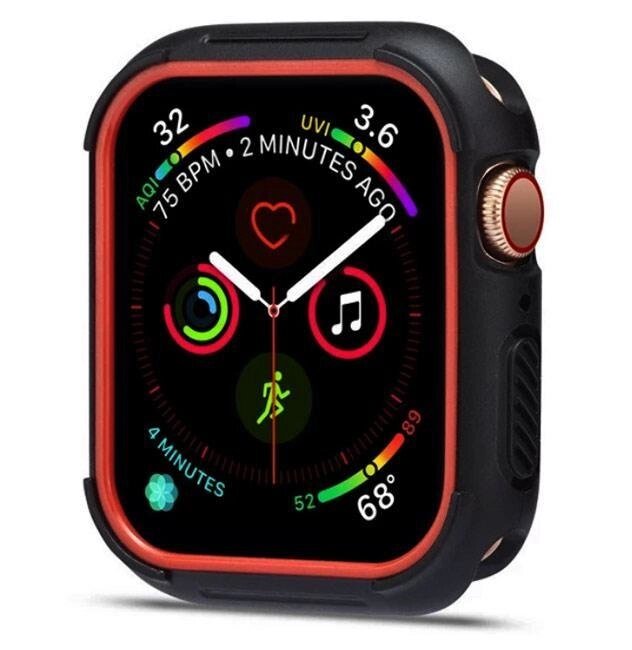 Силіконовий захисний корпус Primo для Apple Watch 44 mm Black / Red від компанії Інтернет-магазин "FotoUSB" - фото 1