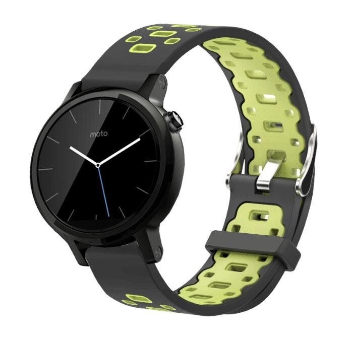 Спортивний ремінець Primo Perfor Classic для годин Motorola Moto 360 2nd gen (42 mm) Black & Green від компанії Інтернет-магазин "FotoUSB" - фото 1