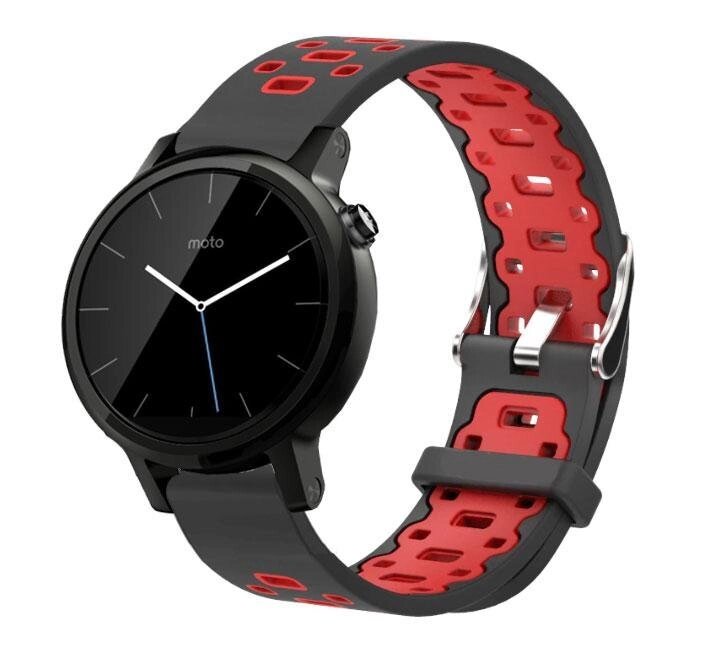 Спортивний ремінець Primo Perfor Classic для годин Motorola Moto 360 2nd gen (42 mm) Black & Red від компанії Інтернет-магазин "FotoUSB" - фото 1