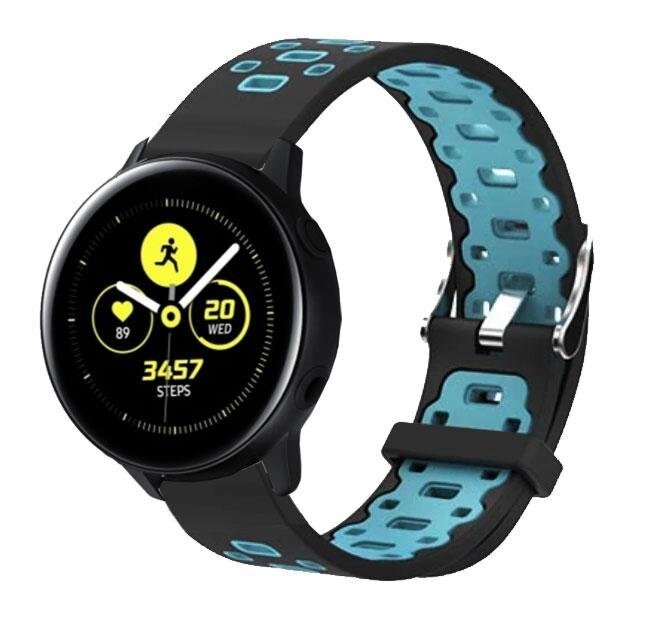 Спортивний ремінець Primo Perfor Classic для годин Samsung Watch Active (SM-R500) / Active 2 (SM-R820 / R830) Black&Blue від компанії Інтернет-магазин "FotoUSB" - фото 1