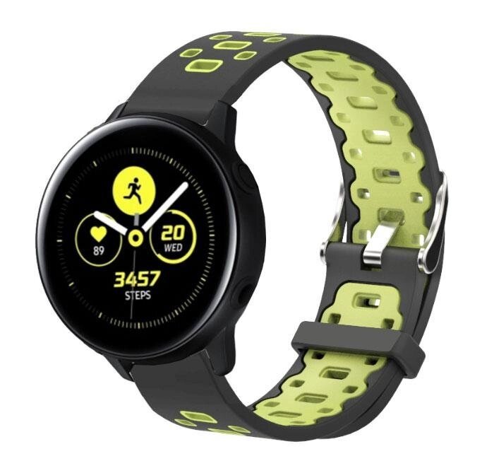 Спортивний ремінець Primo Perfor Classic для годин Samsung Watch Active (SM-R500) Active 2 (SM-R820 / R830) Black&Green від компанії Інтернет-магазин "FotoUSB" - фото 1