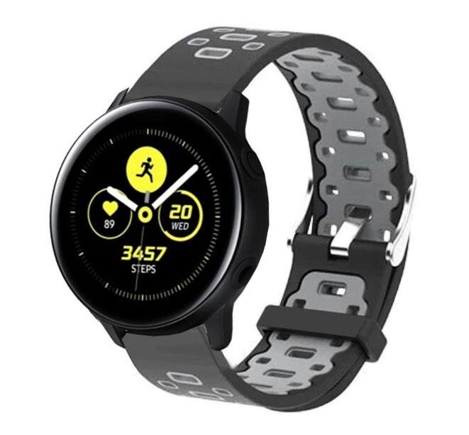 Спортивний ремінець Primo Perfor Classic для годин Samsung Watch Active (SM-R500) / Active 2 (SM-R820 / R830) Black&Grey від компанії Інтернет-магазин "FotoUSB" - фото 1