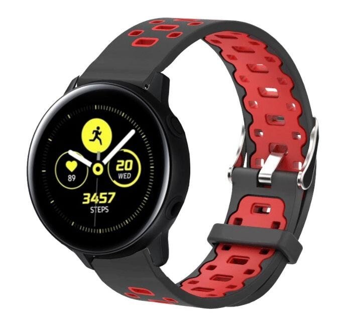Спортивний ремінець Primo Perfor Classic для годин Samsung Watch Active (SM-R500) / Active 2 (SM-R820 / R830) Black&Red від компанії Інтернет-магазин "FotoUSB" - фото 1