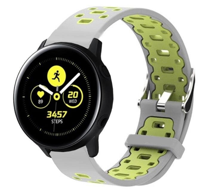 Спортивний ремінець Primo Perfor Classic для годин Samsung Watch Active (SM-R500) / Active 2 (SM-R820 / R830) Grey&Green від компанії Інтернет-магазин "FotoUSB" - фото 1