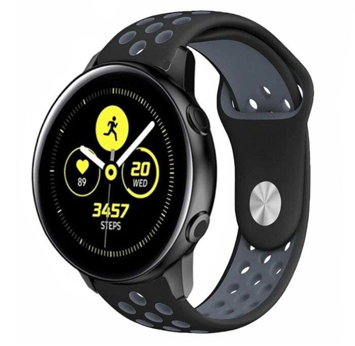 Спортивний ремінець Primo Perfor Sport для годин Samsung Watch Active (SM-R500) / Active 2 (SM-R820 / R830) - Black&Grey від компанії Інтернет-магазин "FotoUSB" - фото 1