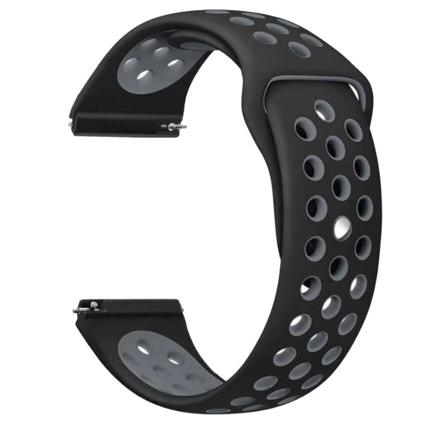 Спортивний ремінець Primo Perfor Sport з перфорацією для годин Xiaomi Amazfit GTR 47 mm / Lite 47 mm - Black & Grey від компанії Інтернет-магазин "FotoUSB" - фото 1