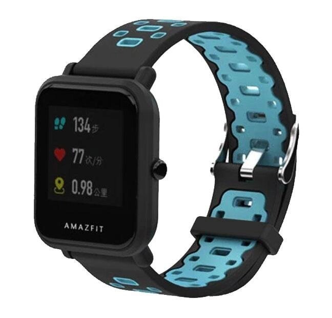 Спортивний ремінець Primolux Perfor Classic для годинника Xiaomi Amazfit Bip/Amazfit Bip GTS/Amazfit Bip Lite Black&Blue від компанії Інтернет-магазин "FotoUSB" - фото 1