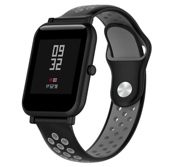 Спортивний ремінець Primolux Perfor Sport для годинника Xiaomi Amazfit Bip/Amazfit Bip GTS/Amazfit Bip Lite - Black&Grey від компанії Інтернет-магазин "FotoUSB" - фото 1