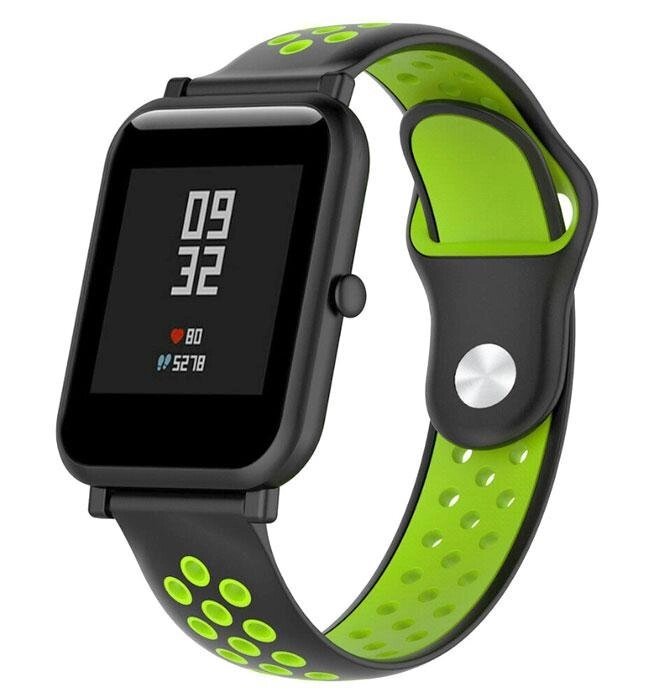 Спортивний ремінець Primolux Perfor Sport для годинника Xiaomi Amazfit Bip/Amazfit BipGTS/Amazfit Bip Lite - Black&Green від компанії Інтернет-магазин "FotoUSB" - фото 1