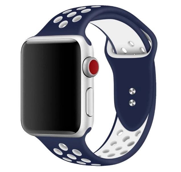 Спортивний ремінець з перфорацією Primo для Apple Watch 38mm / 40mm / 41 mm - Dark Blue&White від компанії Інтернет-магазин "FotoUSB" - фото 1