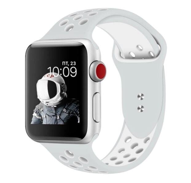 Спортивний ремінець з перфорацією Primo для Apple Watch 38mm / 40mm / 41m - Grey&White від компанії Інтернет-магазин "FotoUSB" - фото 1