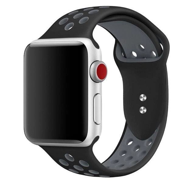 Спортивний ремінець з перфорацією Primo для Apple Watch 38mm / 40mm / 41mm - Black&Grey від компанії Інтернет-магазин "FotoUSB" - фото 1