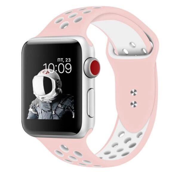 Спортивний ремінець з перфорацією Primo для Apple Watch 38mm / 40mm / 41mm - Pink&White від компанії Інтернет-магазин "FotoUSB" - фото 1