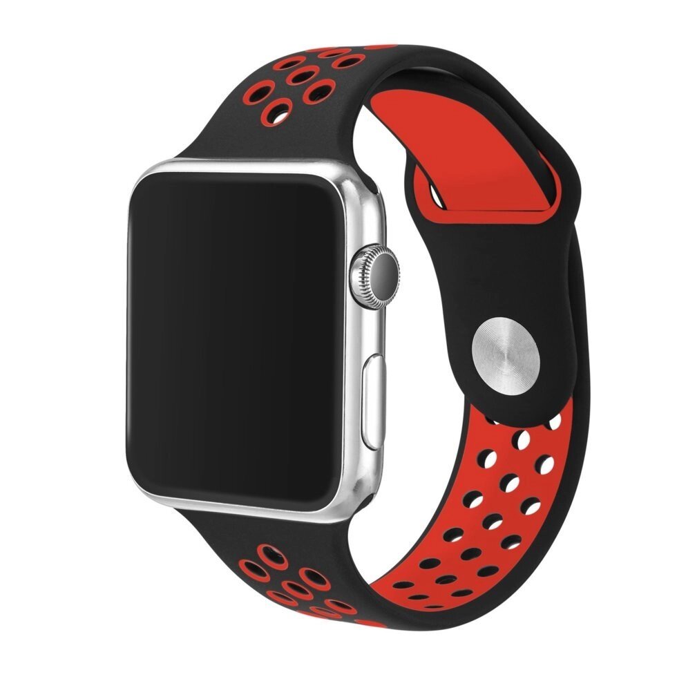 Спортивний ремінець з перфорацією Primo для Apple Watch 38mm / 40mm / 41mm розмір S - Black & Red від компанії Інтернет-магазин "FotoUSB" - фото 1