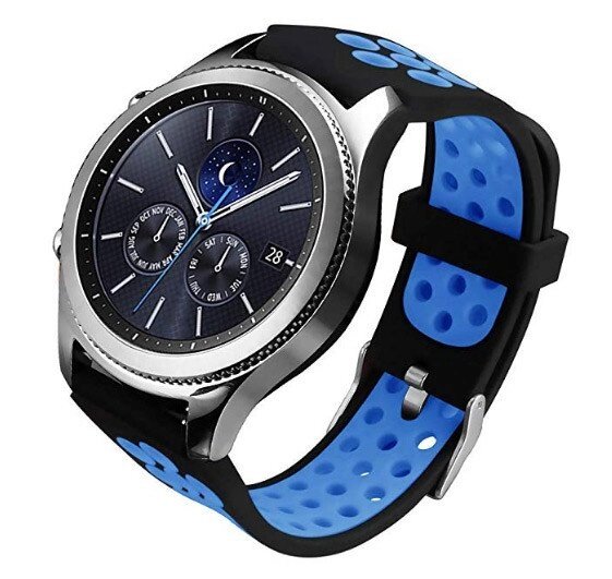 Спортивний ремінець з перфорацією Primo для годинника Samsung Gear S3 Classic SMR770 / Frontier RM760 Black & Blue від компанії Інтернет-магазин "FotoUSB" - фото 1