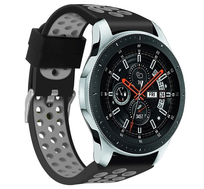 Спортивний ремінець з перфорацією Primolux для годинника Samsung Galaxy Watch 46mm (SM-R800) Black&Grey від компанії Інтернет-магазин "FotoUSB" - фото 1
