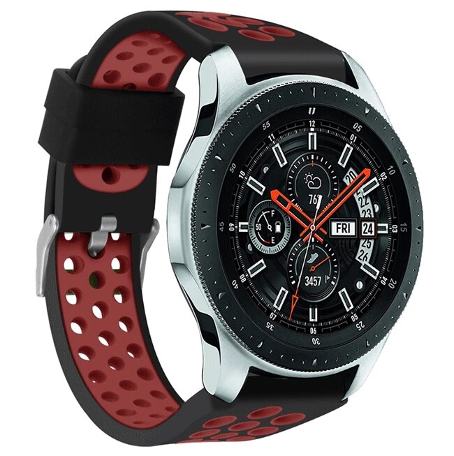 Спортивний ремінець з перфорацією Primolux для годинника Samsung Galaxy Watch 46mm (SM-R800) Black&Red від компанії Інтернет-магазин "FotoUSB" - фото 1