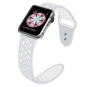 Спортивний ремінець з перфорацією Primo для Apple Watch 38mm / 40mm / 41m - Grey&White