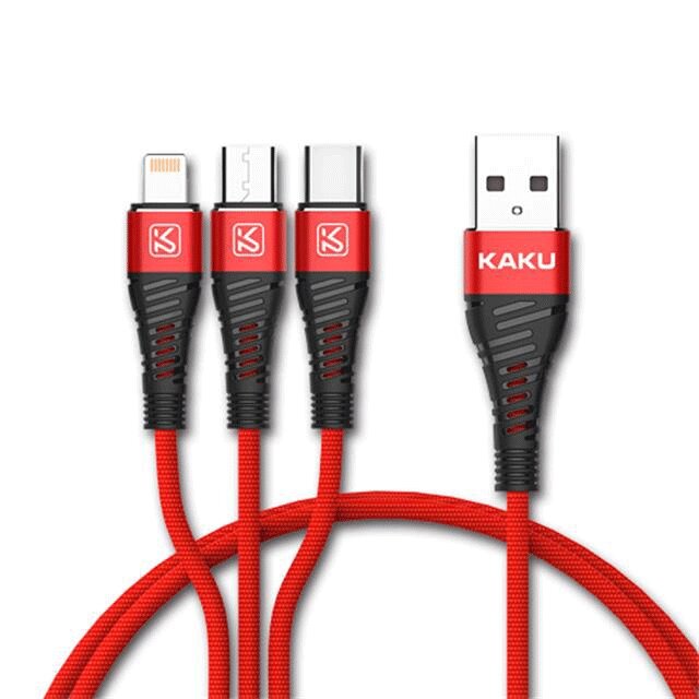 USB кабель Kaku KSC-067 3-in-1 Type-C / MicroUSB / Lightning 1m - Red від компанії Інтернет-магазин "FotoUSB" - фото 1