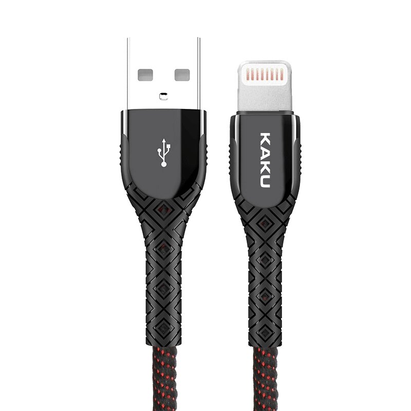 USB кабель з індикатором Kaku KSC-166 USB - Lightning 1.2m - Black & Red від компанії Інтернет-магазин "FotoUSB" - фото 1