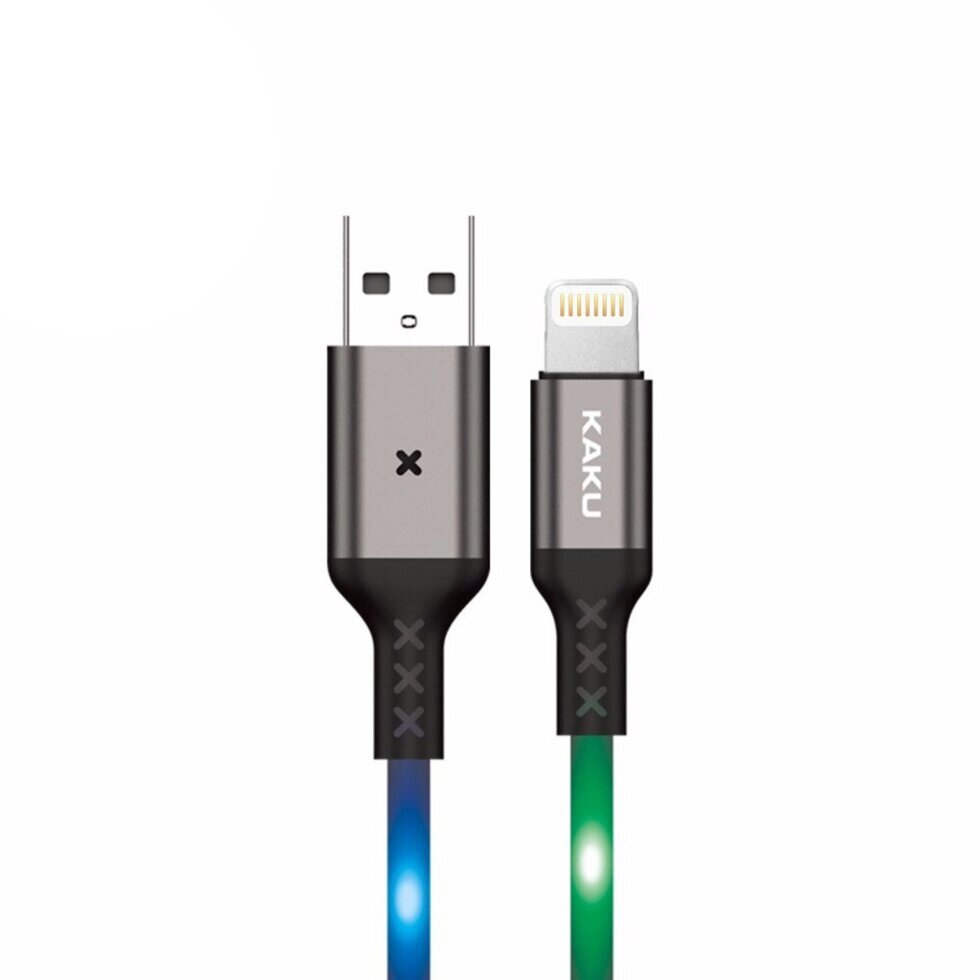 USB кабель з підсвічуванням Kaku KSC-114 USB - Lightning 1m - Gray від компанії Інтернет-магазин "FotoUSB" - фото 1