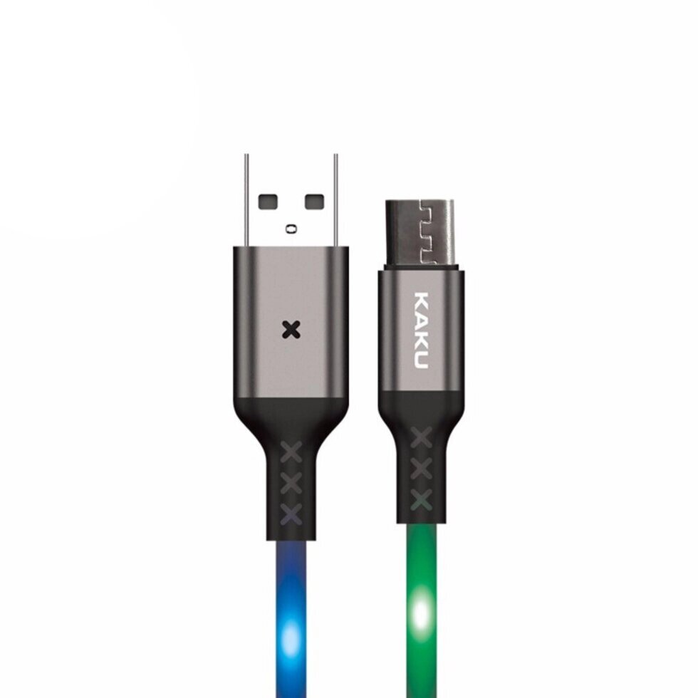 USB кабель з підсвічуванням Kaku KSC-114 USB - MicroUSB 1m - Gray від компанії Інтернет-магазин "FotoUSB" - фото 1