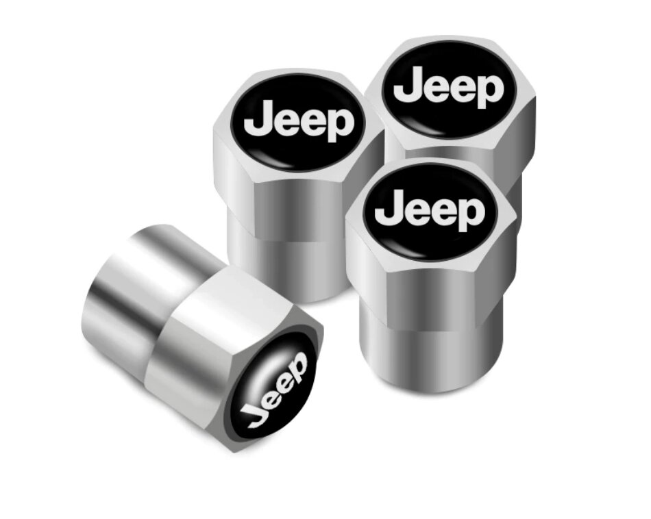 Захисні металеві ковпачки Primo на ніпель автомобільних коліс з логотипом Jeep - Silver від компанії Інтернет-магазин "FotoUSB" - фото 1