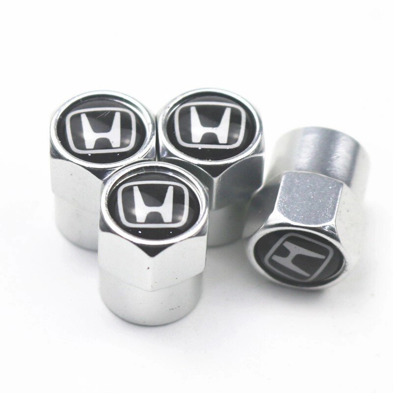 Захисні металеві ковпачки Primo на ніпель, золотник автомобільних коліс з логотипом Honda - Silver від компанії Інтернет-магазин "FotoUSB" - фото 1