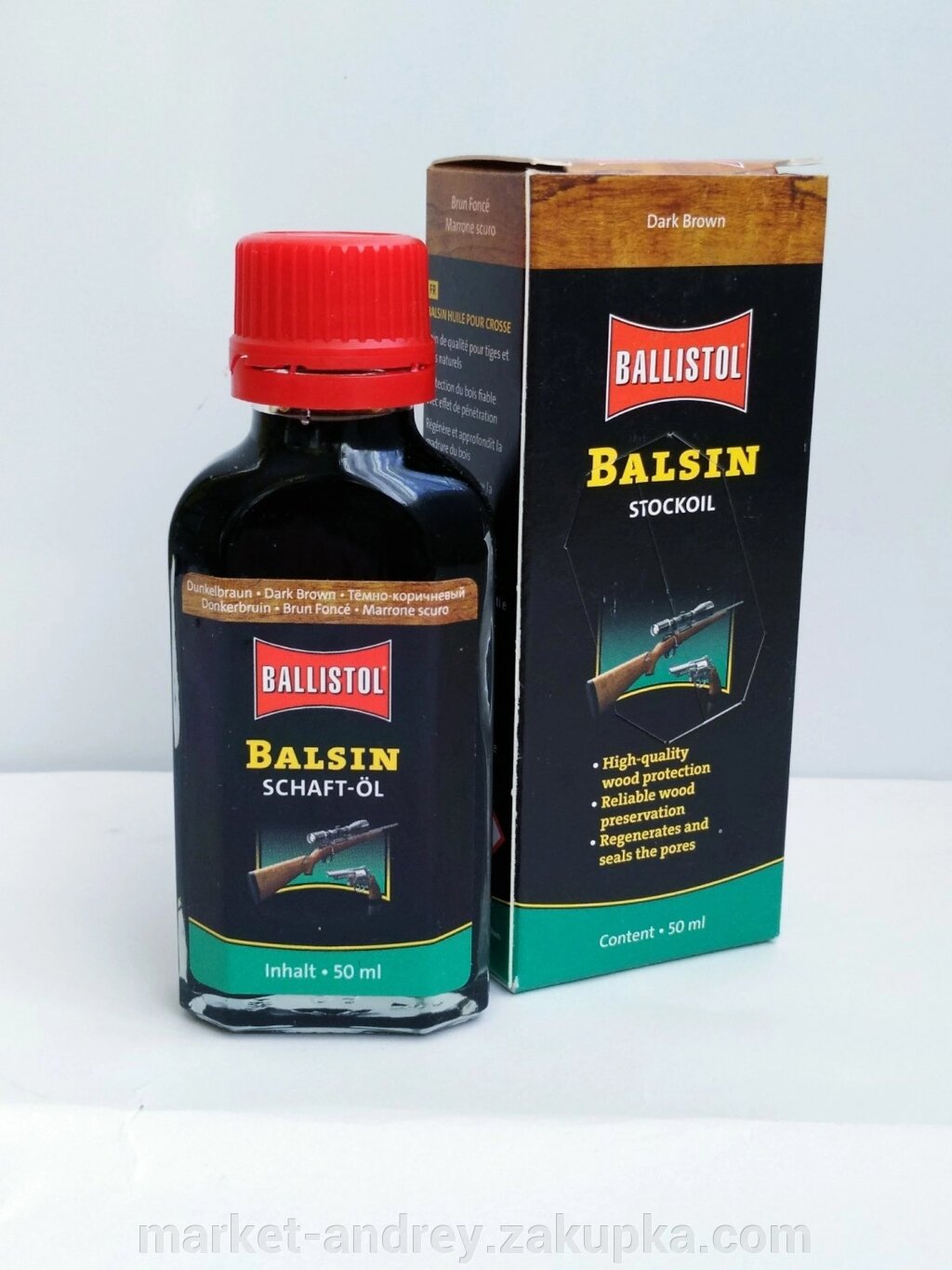 Масло Ballistol для догляду за деревом BALSIN Stockoil 50 мл Dark Brown (темно-коричневий) від компанії MARKET - ANDREY - фото 1