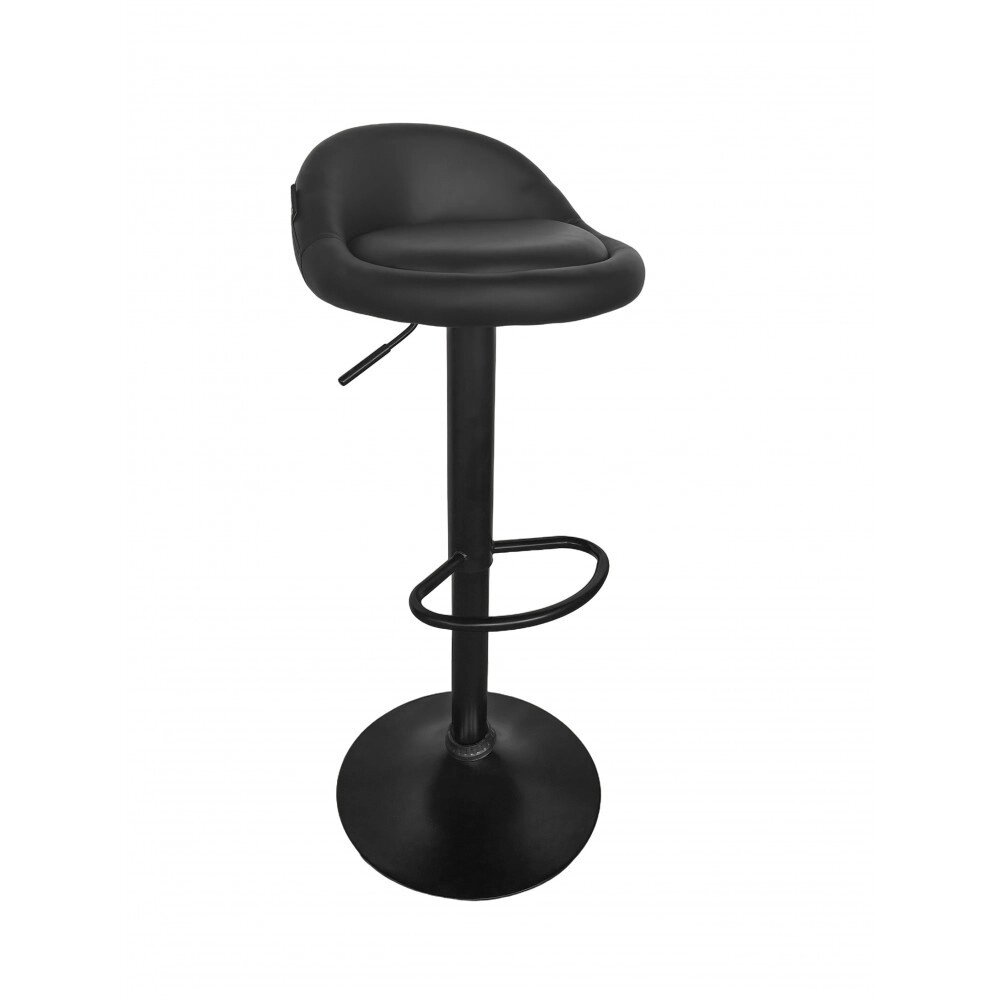 Барний стілець зі спинкою Bonro B-075. Колір чорний з чорною основою від компанії Інтернет-магазин "мегасфера" - фото 1
