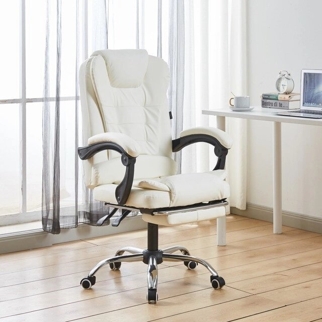 Біле офісне крісло Bonro BN-607 з підставкою для ніг від компанії Інтернет-магазин "мегасфера" - фото 1