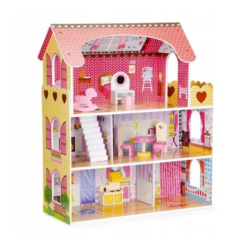 Будиночок для ляльок дерев'яний зі світлодіодним підсвічуванням від компанії Інтернет-магазин "мегасфера" - фото 1