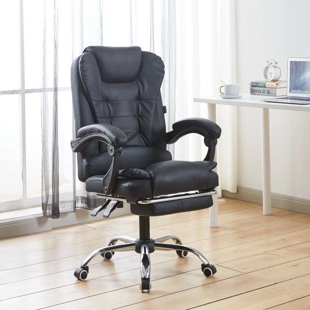 Чорне офісне крісло з підставкою для ніг Bonro BN-607 від компанії Інтернет-магазин "мегасфера" - фото 1