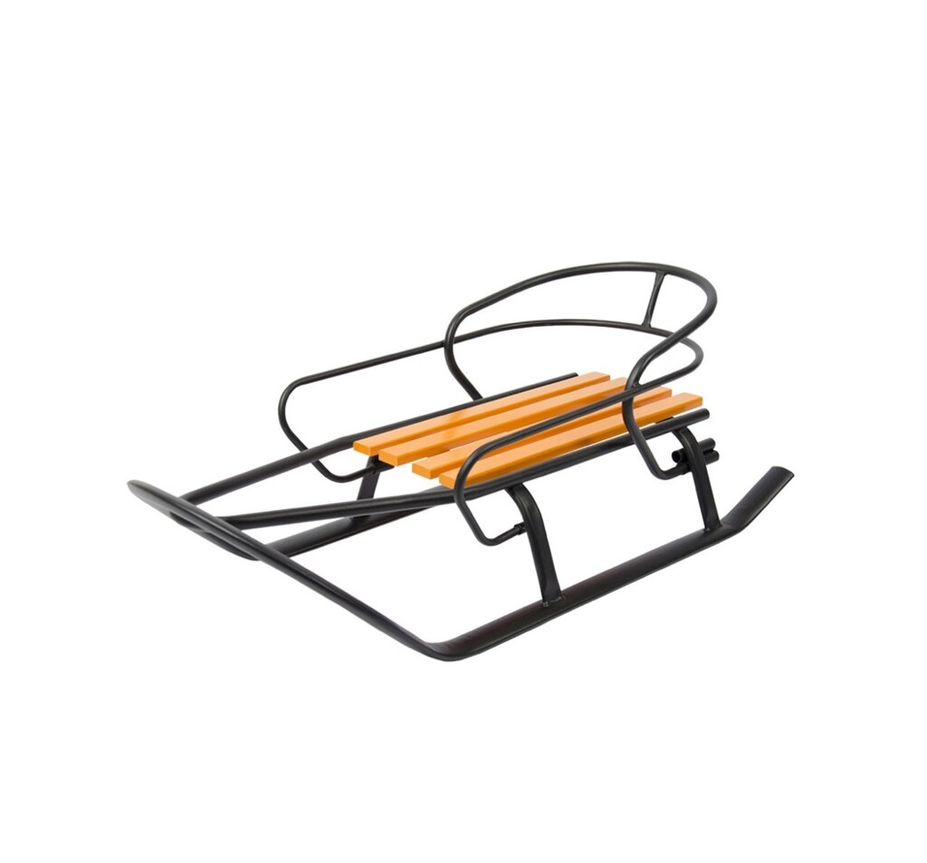 Дитячі санки зі спинкою "Спринтер" чорна текстура з помаранчевим сидінням з дерева від компанії Інтернет-магазин "мегасфера" - фото 1